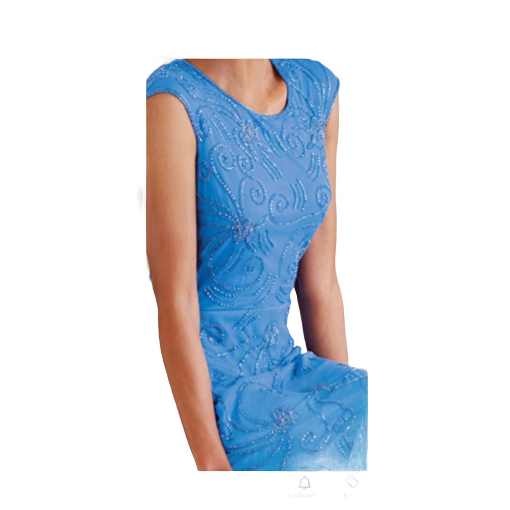 Darcia Blue Gown Hand Beaded Mesh Formal Maxi Dress from Midnight Velvet - Picture 3 of 9